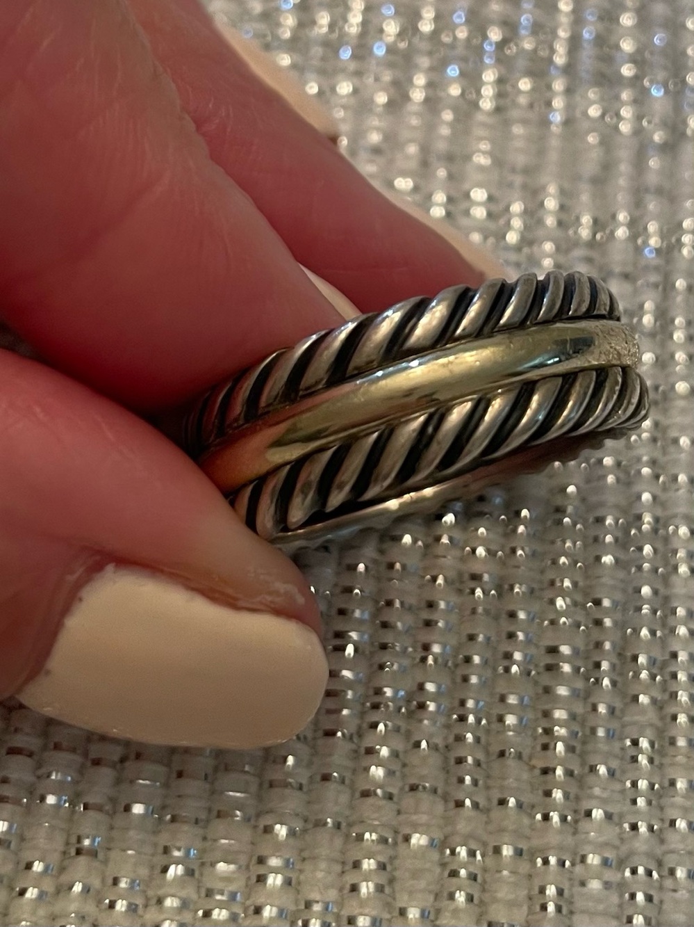 Vintage David Yurman Two-Tone Cable Ring in Silver and 18k Gold